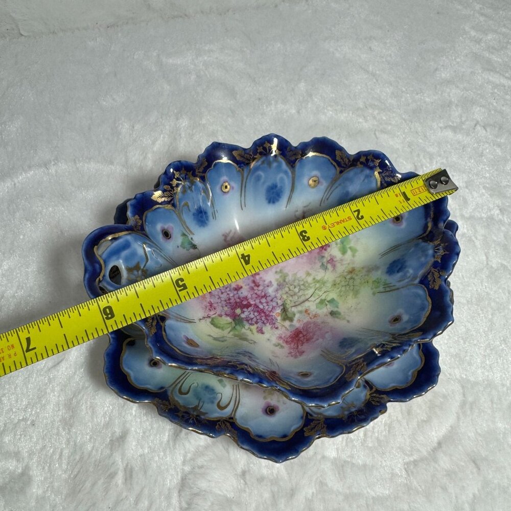 Antique Porcelain Bowl & Plate Set With Floral Design & Gold Accents 2 pc set - Picture 9 of 9